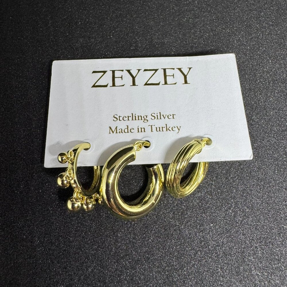 ZeyZey Set of 3 Sterling Silver Decorative Hoops